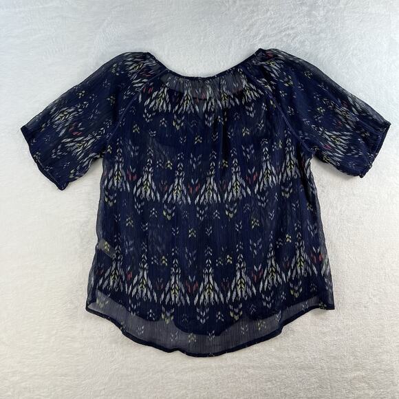 Y2K Mudd L Large Top Sheer Aztec Graphic Whimsygoth Fairy Boho Grunge Women’s - Picture 11 of 12